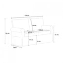 Divano 2 Posti 94x74x126min Tessuto Grigio chiaro