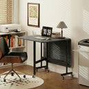 Tavolo Pieghevole per 4-6 Persone 120x80x73 cm con 2 Ribalte e Ruote con Freno Struttura in Acciaio Nero Effetto Legno      