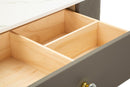 Toeletta Sharon Grigia con Puff 120x40x75 cm in Pino e MDF e Metallo e Plastica      