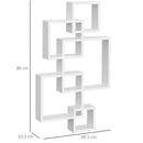 Libreria Moderna Sospesa con 5 Cubi Intrecciati 49,5x10,2x86 cm in Legno Bianco