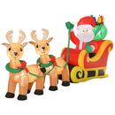 Babbo Natale Gonfiabile Luminoso 240x57x112 cm con Slitta e Renne Rosso