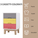 Comodino in Legno Colorato 3 Cassetti 30x34x51 cm 