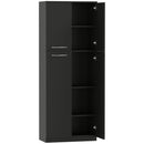Mobile Contenitore Minimal 59x31x155 cm con 2 Armadietti e Mensole Regolabili in Legno Nero      