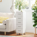 Cassettiera a 5 Cassetti 30x30x95 cm Piedini Regolabili in Legno FSC Bianco      
