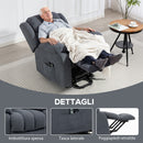 Poltrona Elettrica Alzapersona Reclinabile 135° con Poggiapiedi in Tessuto Effetto Lino Grigio Scuro      
