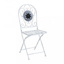 Set Tavolino + 2 Sedie con Mosaico in Metallo Bianco Antico