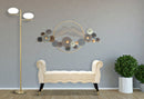 Panchetta Paris 120x40x60 cm in Legno Spugna Metallo e Poliestere Crema Nero e Oro