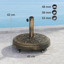 Base per Ombrellone Rotonda 21 kg con Ruote e Freni in Resina Bronzo      