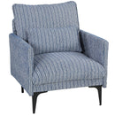 Poltrona Salotto Imbottita 73x80x80 cm con Braccioli Cuscino Lombare e Seduta Ampia in Tessuto Effetto Lino Blu      