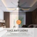 Ventilatore da Soffitto 6 Pale e Lampada LED Ø132x40 cm 6 Velocità Argento
