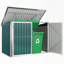 Capanno da Giardino Organizer per Bidoni Spazzatura 179,5x108x129,5 cm in Acciaio Zincato Verde      