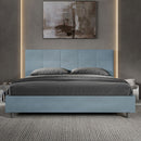 Letto Matrimoniale Imbottito in Microfibra Mika Azzurro Varie Misure