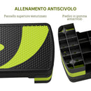 Stepper Fitness per Aerobica Regolabile su 3 Altezze in Plastica Verde e Nero      