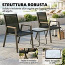 Set 3 Pezzi Bistrò da Esterno 2 Sedie e Tavolino in Metallo DPC e Texteline Nero      