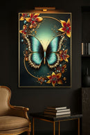 Stampa Decorata su Tela Laccata con Cornice Butterly 70x4x100 cm in Abete e Tela e Plastica      