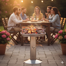 Barbecue a Carbone con Gamba a Colonna Ompagrill Griglia di Cottura in Acciaio Cromato con Sistema di Areazione Struttura in Acciaio Inox