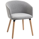 Sedia Moderna con Braccioli Imbottiti 57x56x72 cm in Tessuto Effetto Lino Grigio Chiaro 