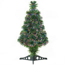 Albero di Natale Artificiale 60 cm 55 Rami con Fibra Ottica Verde 