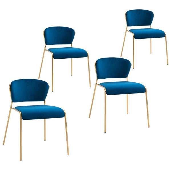 Set 4 Sedie in Metallo e Poliestere Blu acquista