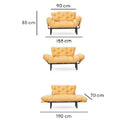 Divano letto Nitta marrone 190x70 cm braccioli reclinabili