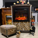 Camino Elettrico da Pavimento 90x70x25 cm Effetto Fiamma 1100W Andreea & Dionis Bianco/noce scuro