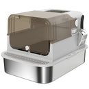 Lettiera Chiusa per Gatti XXL a 2 Porte 70x50x46,5 cm Vaschetta in Acciaio Inox Grigio   