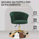 Sedia da Ufficio Girevole 58x56x68-76A cm Struttura Acciaio Portata 120kg in Velluto Teddy Verde Scuro      