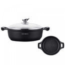 Casseruola Bassa da Cucina Royalty Line Rivestimento Effetto Marmo 28 cm Maniglie Soft Touch Antiaderente Nero      