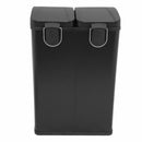 Pattumiera Per Raccolta Differenziata 47x71x36 cm due Scompart 60 Litri in Acciaio Nero