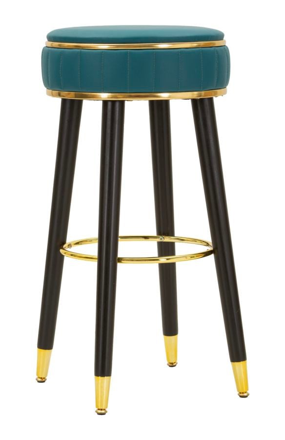 Sgabello Bar London Verde Ø38x75 cm in Pino e MDF e Spugna e Metallo e PU online