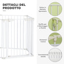 Cancellino per Cani Regolabile e Pieghevole 300x74,5 cm con Chiusura Automatica e Blocco in Metallo e Plastica Bianco      