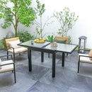 Tavolo da Pranzo Allungabile da Giardino 80-160x80x75 cm con Piano in Vetro e Alluminio Nero e Trasparente      