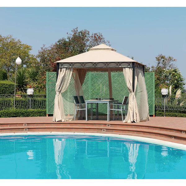 prezzo Gazebo da Giardino in Ferro 3x3xH2,90m Rama Giunone Ecrù