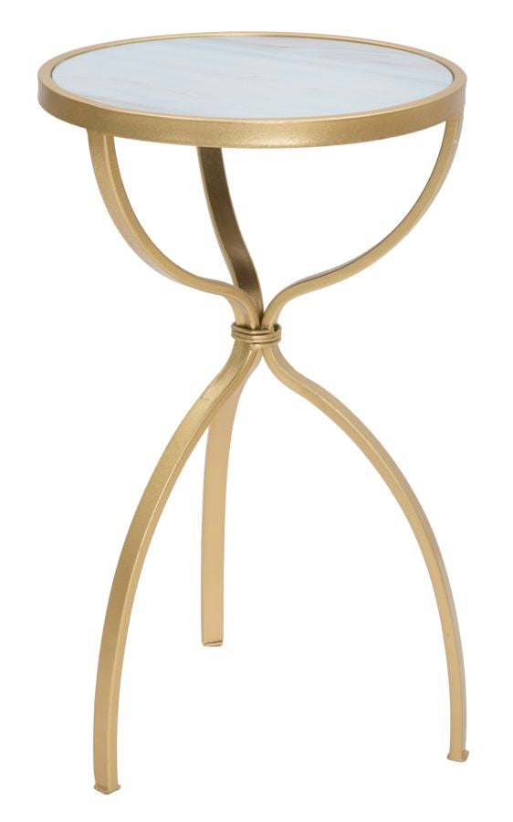 Tavolinetto Glam Tridh Ø32,5x55 cm in Ferro MDF e Vetro Oro e Multicolor online