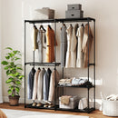 Armadio Guardaroba con 2 Aste e 4 Ripiani 142x43x185 cm in Tessuto Plastica e Acciaio Nero      
