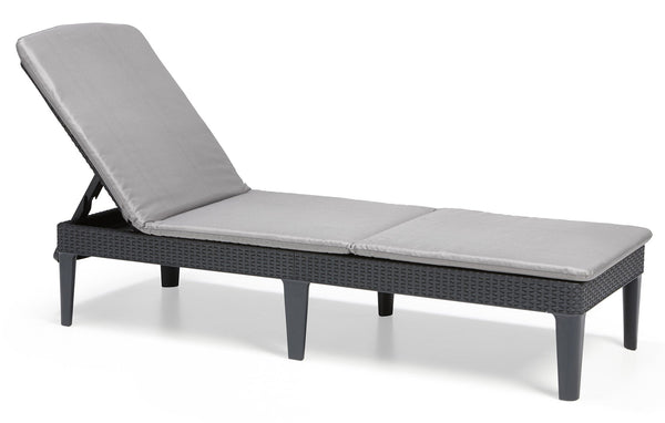 Lettino Prendisole da Giardino 187,5x58x29 cm con Cuscino in Resina Keter Jaipur Antracite Seconda Scelta sconto