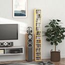 Mobile Libreria Porta CD a 12 Ripiani per 204 CD 21x20x175 cm in MDF e Truciolato Naturale