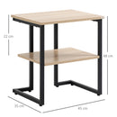 Tavolino da Caffè 45x35x48 cm con Mensola Inferiore in Acciaio e Legno