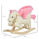 Dondolo per Bambini in Legno Cavallo in Peluche   Bianco e Rosa