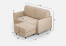 Divano 2 Posti con Pouf 138x155x85 cm Karay in Tessuto Beige