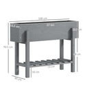 Fioriera Rialzata 100x30x70,5 cm con Ripiano Inferiore e 2 Fori di Drenaggio in Legno di Abete Grigio  