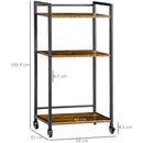Carrello Portaoggetti 3 Ripiani 50x35x100,5 cm con Ruote in Acciaio e Truciolato Marrone
