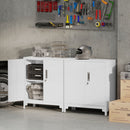Armadietto Portadocumenti 80x35x91 cm con 2 Ante e Chiavi in Metallo Bianco  