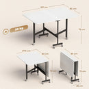 Tavolo Pieghevole per 4-6 Persone 120x80x73 cm con 2 Ribalte e Ruote con Freno Struttura in Acciaio Bianco Legno      