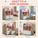 Scaffale Portagiochi per Bambini 62,5x30x91,5 cm con 2 Contenitori Rimovibili in Tessuto e Ripiani in Legno FSC Rosa      