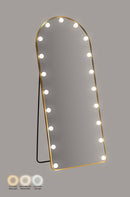 Specchio da Terra LED Hollywood Arco 70x6x170 cm in Alluminio e Specchio Oro      