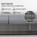 Divano da Esterno 3 Posti 185x70x80 cm con Cuscini per Seduta e Schienale in Rattan PE e Metallo Grigio      