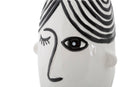 Vaso Face 13,2x11,8x26,3 cm in Porcellana Bianco e Nero      