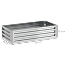 Letto per Orto Rialzato 120x60x30,5 cm a Fondo Aperto con Rivestimento in Acciaio Zincato Argento      