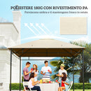 Tetto di Ricambio per Gazebo 3x3 m con Prese d'Aria e Fori di Drenaggio in Poliestere Crema      
